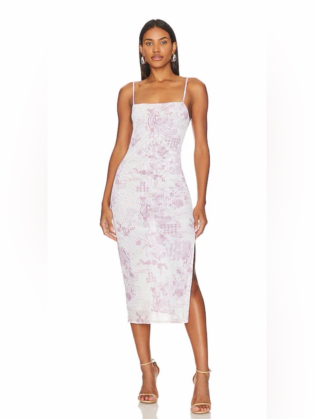 RESA Kiele Mesh Midi Dress Florence Printed Mauve Pink Size XL